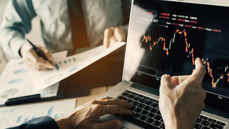 A data visualisation on a laptop screen 