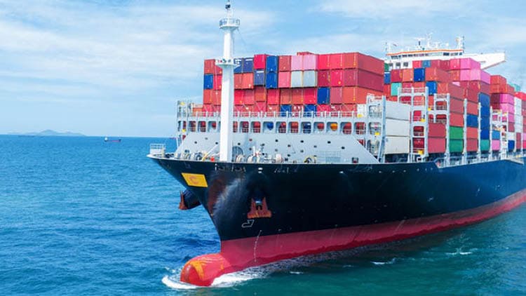 Shipping containers on a boat
