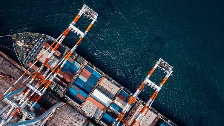 Shipping containers on a boat