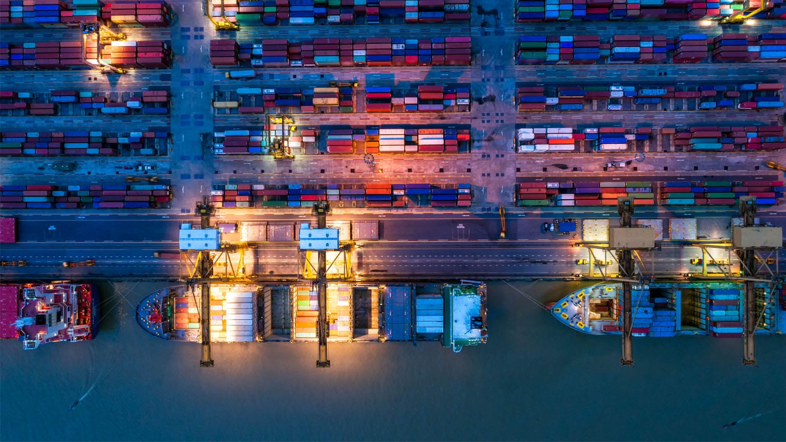 Abstract aerial image of a shipping dock