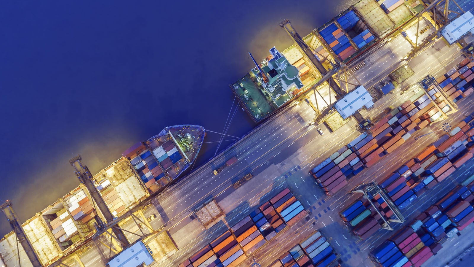 Abstract aerial image of a shipping dock