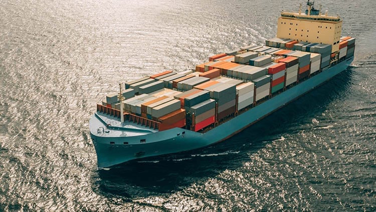 Shipping containers on a boat