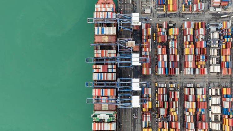Shipping containers on a boat