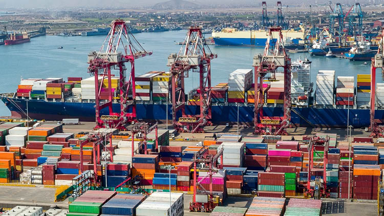 Shipping containers on a boat