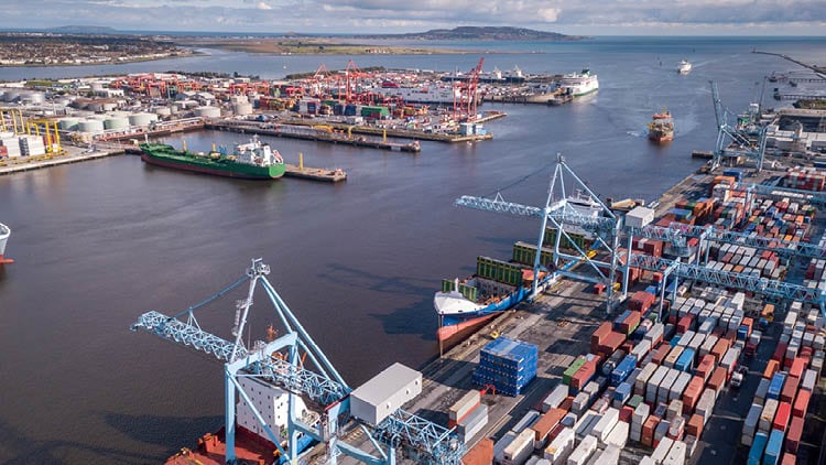 Shipping containers on a boat