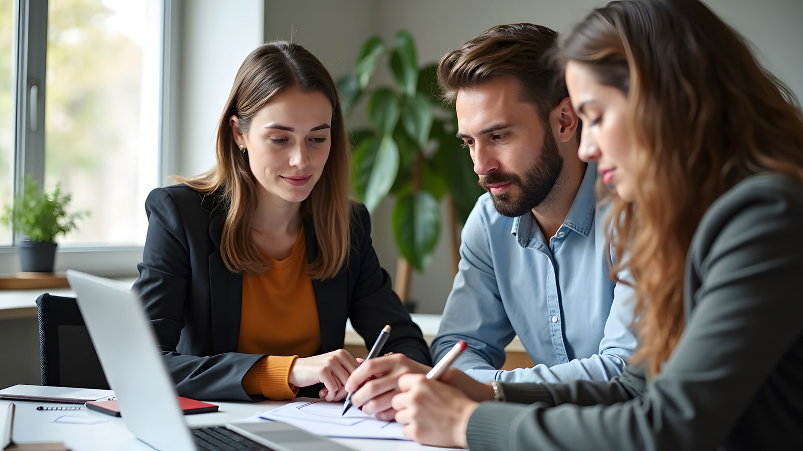 Group of people at a meeting room table