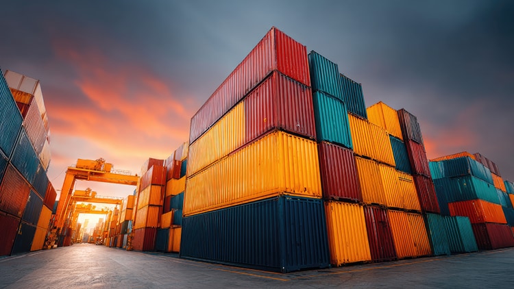 A boat with shipping containers