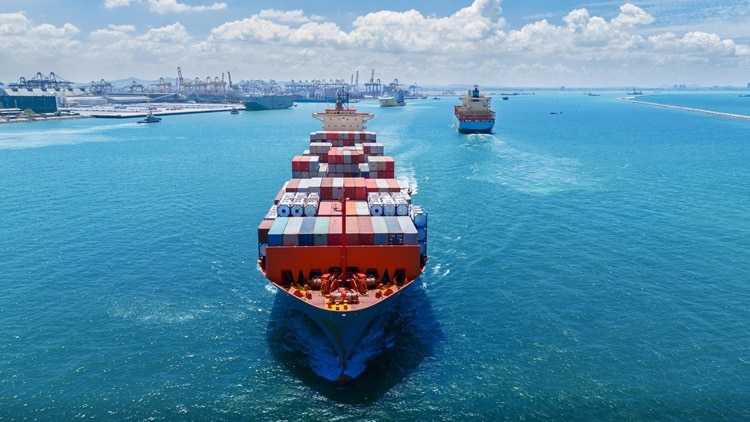 A boat with shipping containers