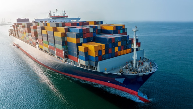 A boat with shipping containers